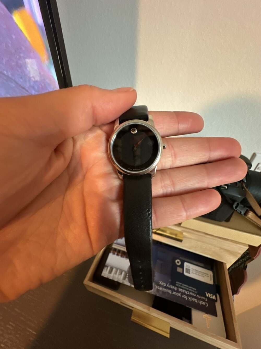 Movado Museum Classic Women's Black Dial Leather Strap Watch